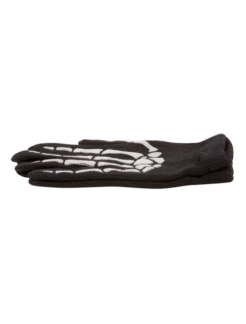 Skelleton Black Fingerless Gloves