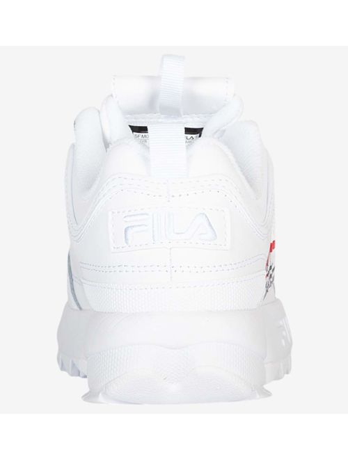 Fila Women's Disruptor Ii Script White / Navy Red Ankle-High Leather Sneaker - 9M