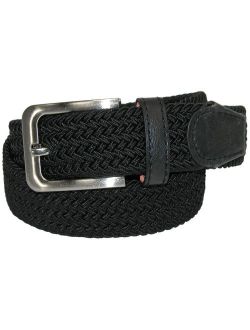 Men's Big and Tall Elastic Braided Stretch Belt with Silver Buckle