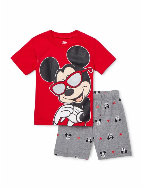 Mickey Mouse Baby Toddler Boy T-Shirt & Printed French Terry Shorts, 2pc Outfit Set