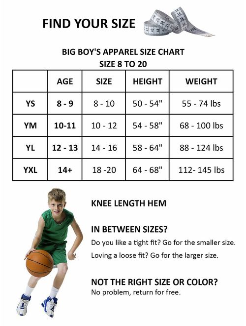 Liberty Imports 5 Packs Big Boys Youth Athletic Basketball Shorts Mesh Quick Dry Activewear Pockets
