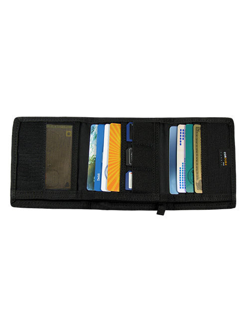 RAPDOM Men's Tri-Fold Wallet Tactical Non Stick ID Window 18 Compartment USA Flag, Thin Blue Line