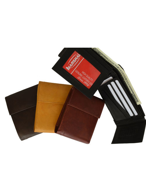 Leather Bifold Wallet with Velcro Closure and Flap up Id Window 2033 CF (C)