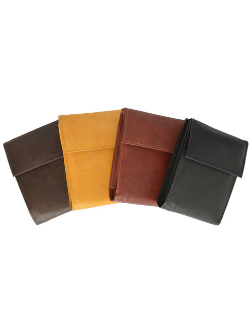 Leather Bifold Wallet with Velcro Closure and Flap up Id Window 2033 CF (C)