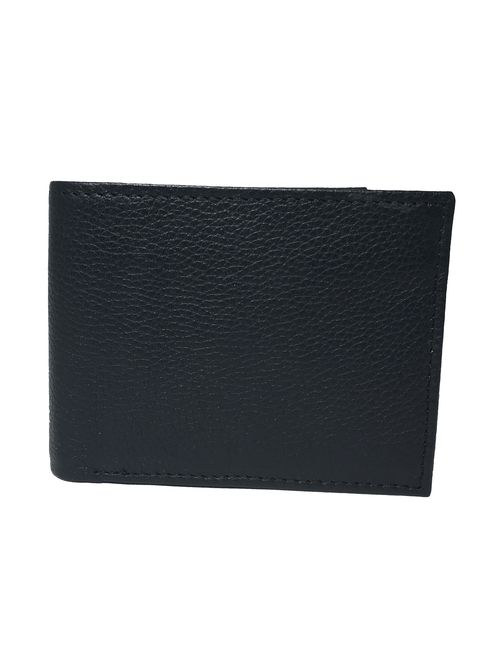 George Black Pebble Milled Leather Billfold Wallet and Black Card Case