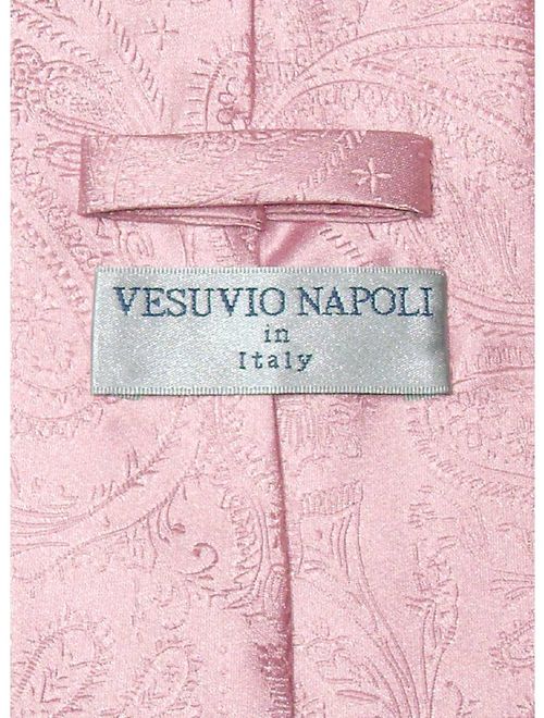 Vesuvio Napoli Pink PAISLEY NeckTie & Handkerchief Matching Men's Neck Tie Set