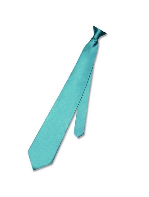 Biagio CLIP-ON NeckTie Solid TURQUOISE AQUA BLUE Color Men's Neck Tie