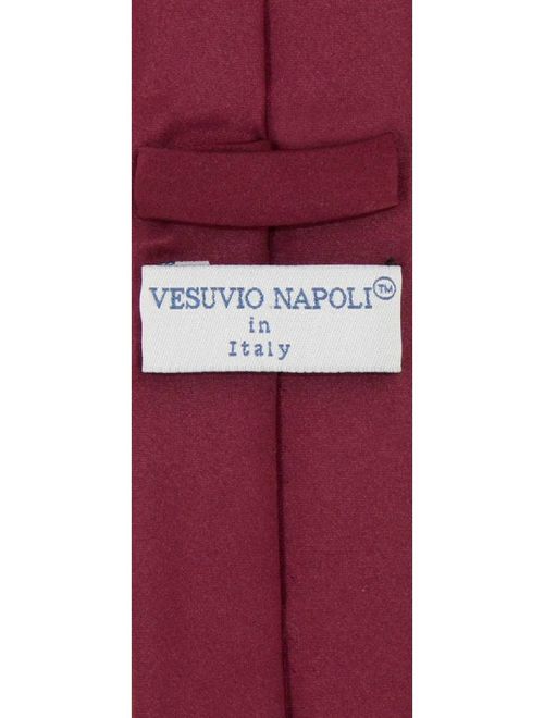 Vesuvio Napoli BURGUNDY Skinny 2.5" NeckTie Handkerchief Mens Neck Tie Set