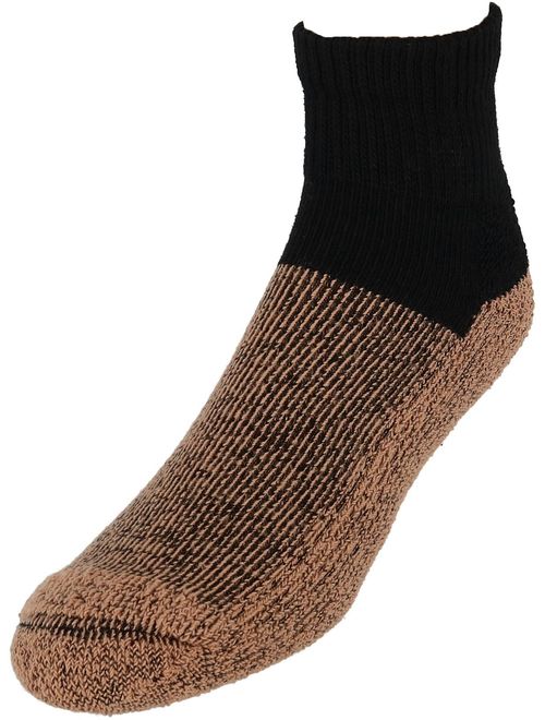 2 Pairs Copper Sole Black Ankle Socks XLarge