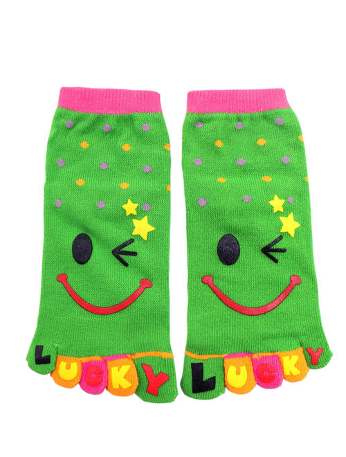 Dots Pattern Stretchy Ankle Length Toe Socks Size 8-9.5