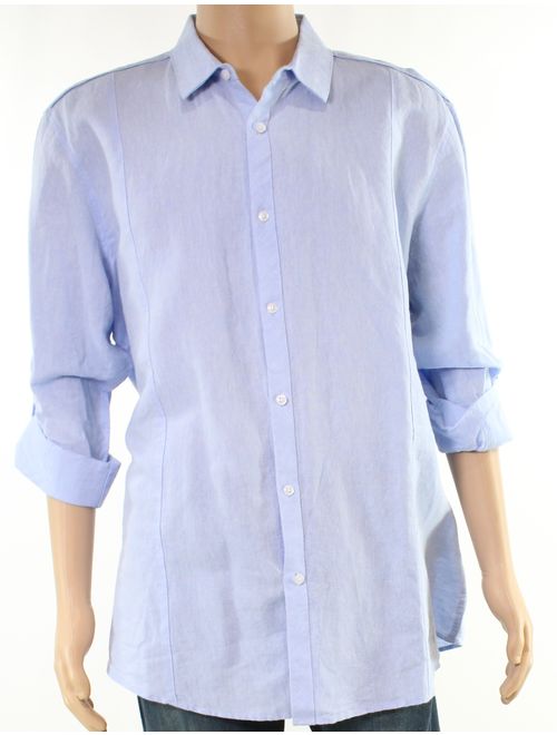 INC Light Mens Medium Seamed Solid Button Down Shirt