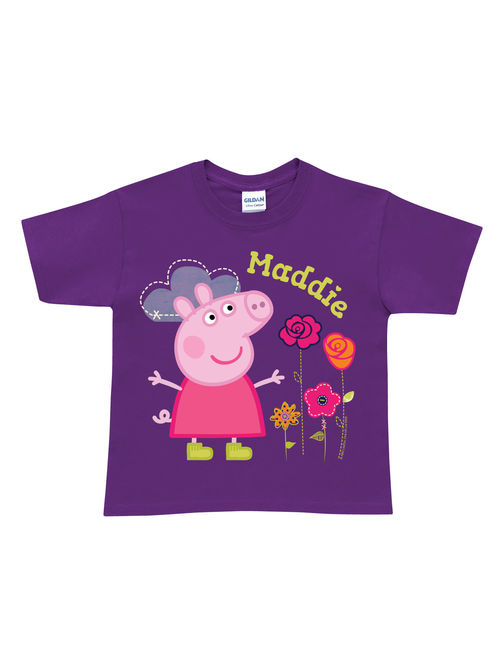 Personalized Peppa Pig Pretty Toddler Girk Purple T-Shirt