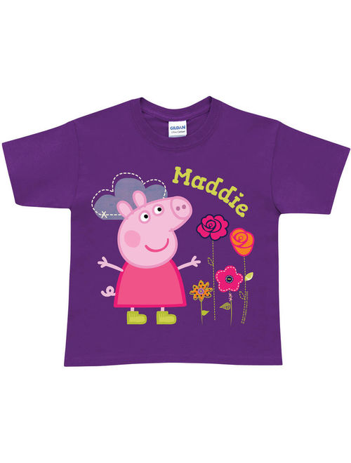 Personalized Peppa Pig Pretty Toddler Girk Purple T-Shirt