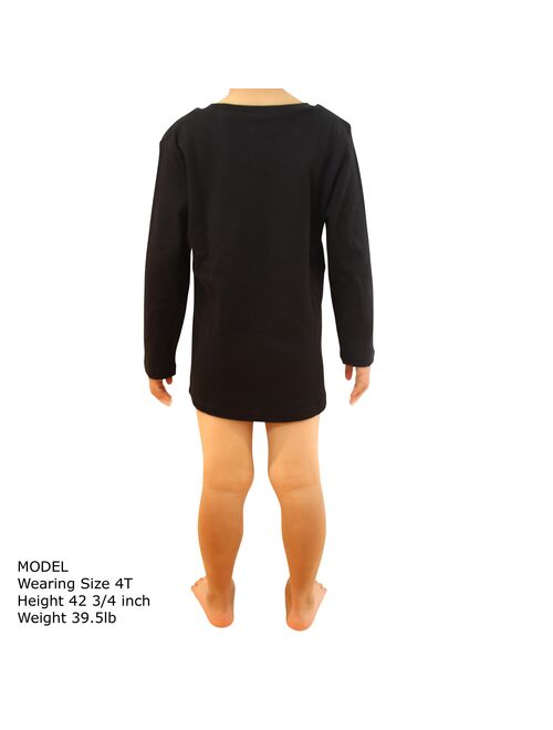 COUVER 100% Soft CottonKids/Children's Crew Neck Long Sleeve Plain Solid Color Shirt, Black 3T