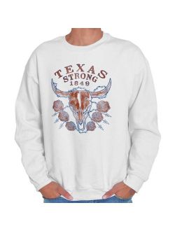 Brisco Brands Texas Strong Country Southern Adult Crewneck Sweatshirt