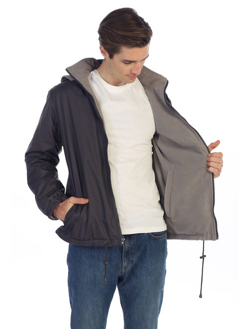 Gioberti Men's Reversible Rain Jacket with Polar Fleece Lining