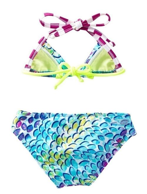 Azul Girls Turquoise In The Mix Triangle Top 2 Pc Bikini Swimsuit