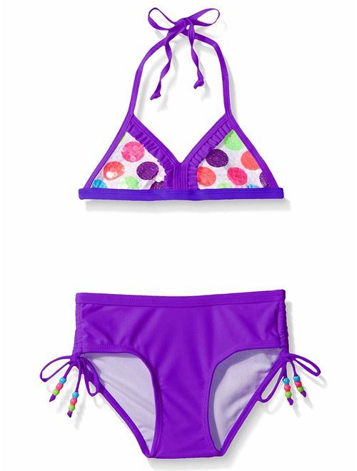 Limited Too Girls' Sequined Polka Dots Bikini, Purple, Size 7/8