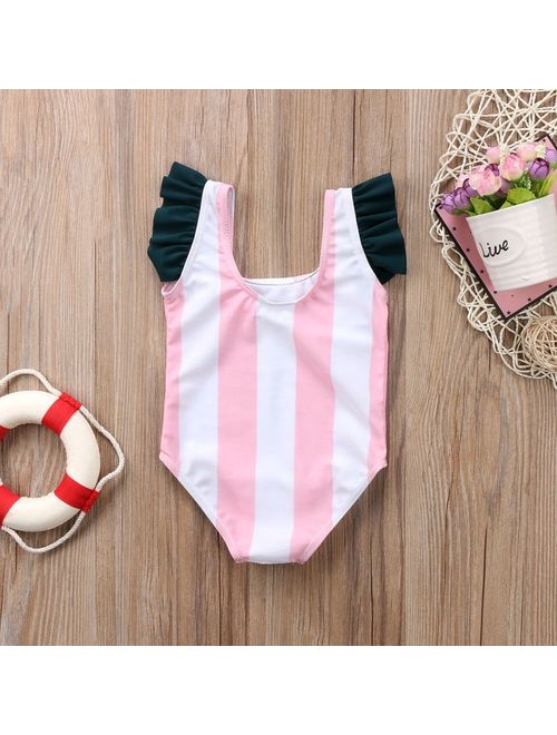 Canis Cute Newborn Baby Kids Girls Stripe Bikini Swimwear Swimsuit Costume Beachwear
