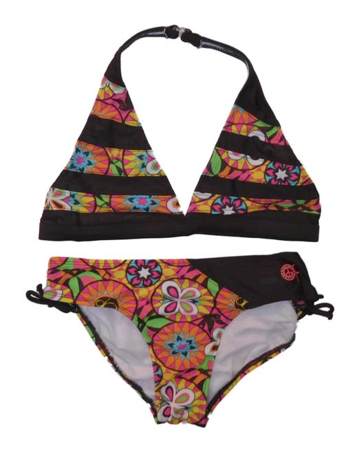 OP Girls 2 PC Brown Geo Print Swimming Suit Swim Bikini Bathing Suit XL 14/16