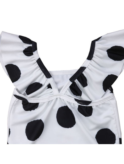 Styles I Love Baby Toddler Girl Polka Dots Black and White One-Piece Swimsuit Bathing Suit Summer Beach Pool Swimwear (34/4-5 Years)