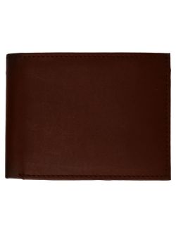 Mens Authentic Leather Regular Bifold Wallet with Flap ID Window 53 CF (C) Black