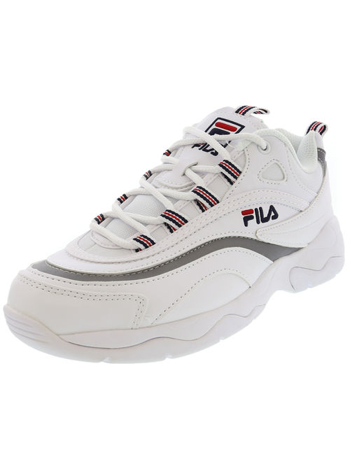 Fila Women's Ray White / Navy Metallic Silver Ankle-High Sneaker - 9.5M