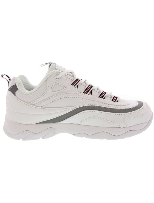 Fila Women's Ray White / Navy Metallic Silver Ankle-High Sneaker - 9.5M