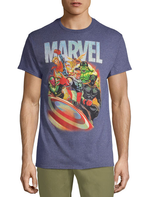 Marvel Characters Group Shot Men's and Big Men's Graphic T-Shirt