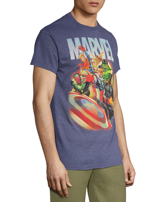Marvel Characters Group Shot Men's and Big Men's Graphic T-Shirt