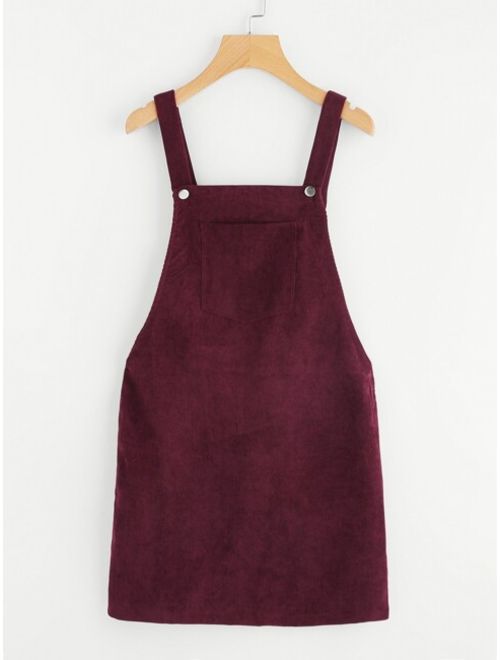 Shein Pocket Front Overall Corduroy Dress