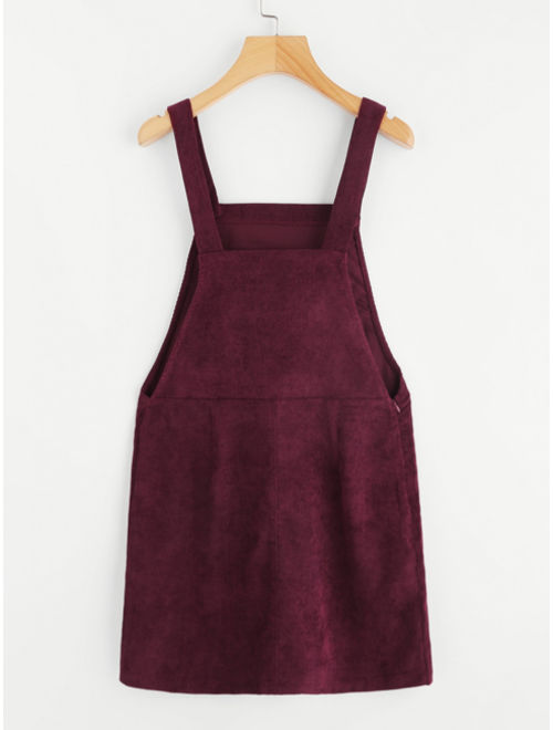 Shein Pocket Front Overall Corduroy Dress