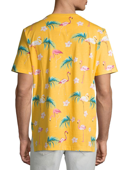 No Boundaries Men's All Over Print Flamingo Graphic T-shirt