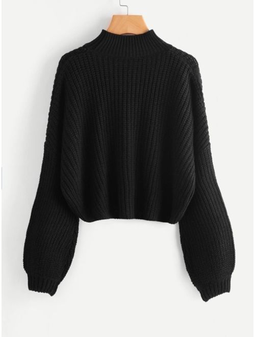 Shein Drop Shoulder Bishop Sleeve Sweater