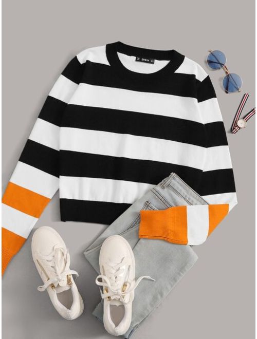 Shein Striped Colorblock Sweater