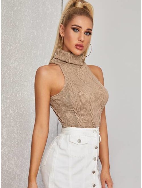 Shein Turtleneck Cable Knit Slim Top