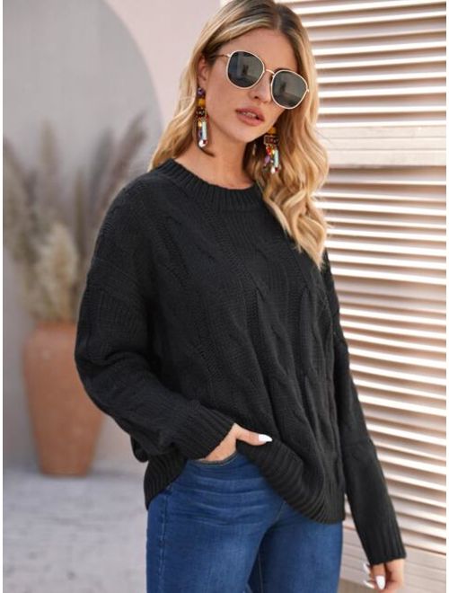 Shein Drop Shoulder Cable Knit Sweater