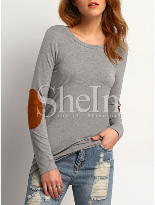 Shein Elbow Patch Loose T-Shirt