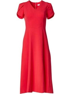 Women's Tulip Sleeve A-line Midi Dress