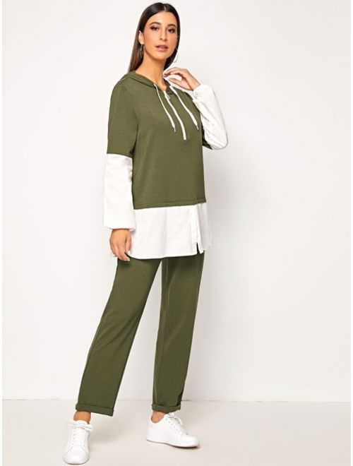 Shein O-ring Zip Front 2 In 1 Hoodie and Pants Set