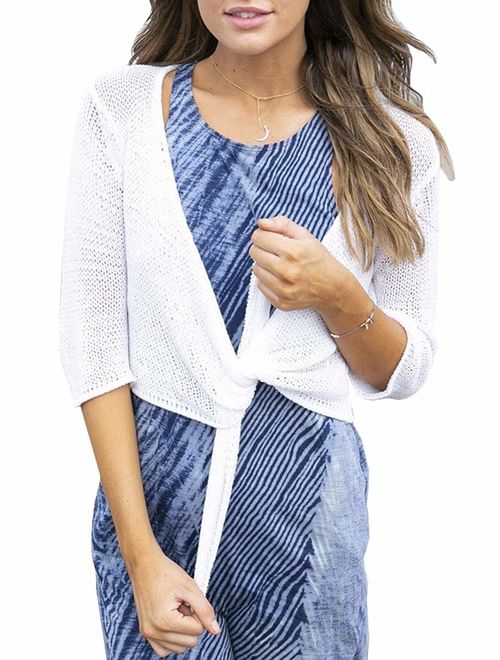 Women Summer Short Sleeve Sheer Shrug Cardigan Lightweight Knit Mini Plus Size