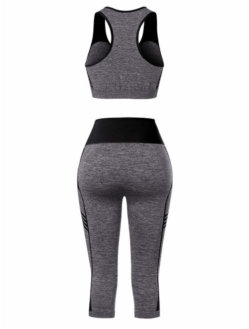 Ladies 2 Piece Gym Wear Set One Size 8-12 Exercise Yoga Vest Crop Top Leggings 