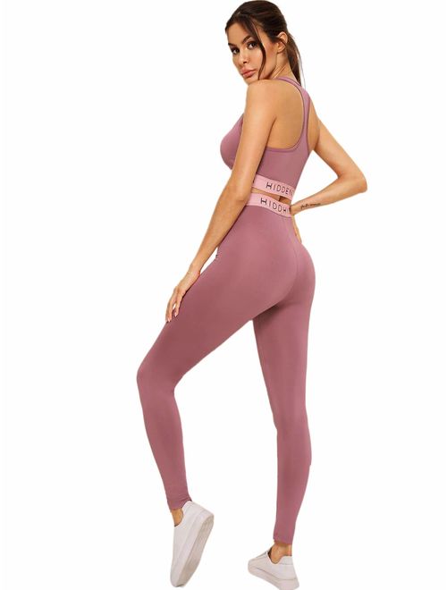 Milumia Women Yoga Sets Racerback High Waist Sport Bra Leggings 2 PCS Outfits Tracksuits