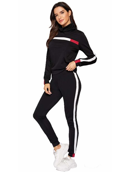 Milumia Women's 2 Pieces Sport Outfits Long Sleeve Pullover Sweatshirt Top and Pants Sweatsuit Sportwear Set