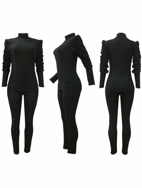 kaimimei Two Piece Outfits for Women - Casual Jumpsuits Tracksuit Ruffle Sleeve Long Pants Sweatsuits Clubwear