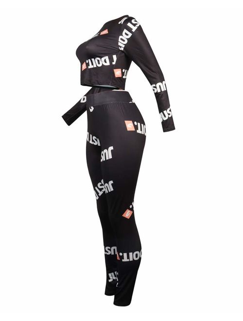 Women's 2 Piece Outfits Joggers Sets Crop Top Pants Set Casual Tracksuit Sweatsuits