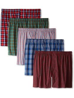 Ultimate Men's Premium 5-Pack Cotton Plush Waistband Boxers, Tartan Plaid, X-Large