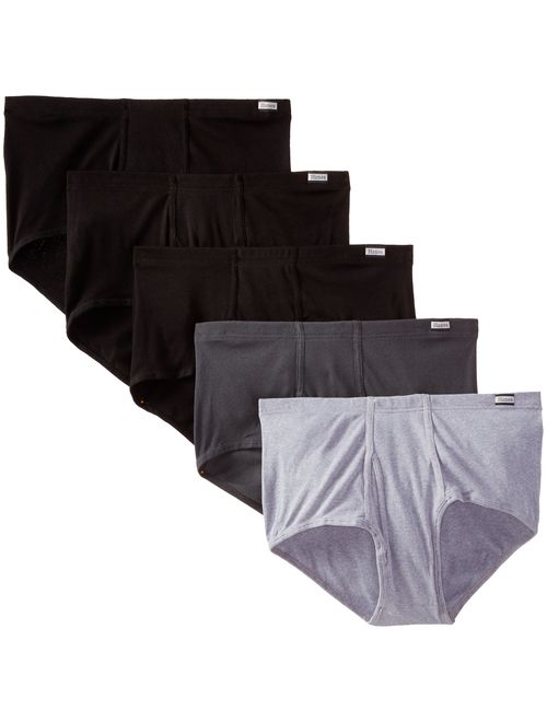 Hanes Men's Cotton Solid Elastic Waist 5-Pack Big Mid-Rise Comfortsoft Briefs