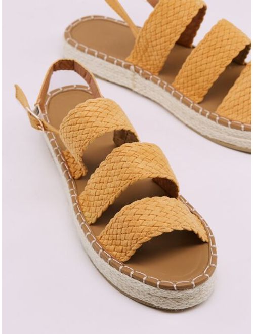 Woven Three Band Slingback Espadrille Sandals