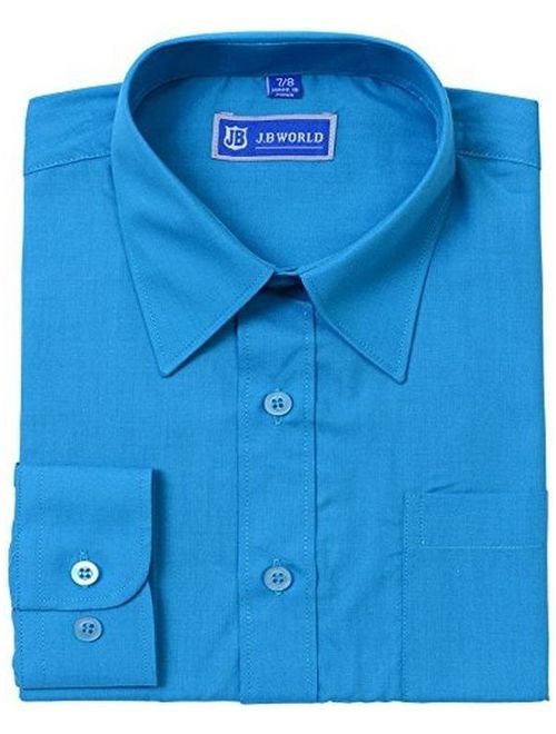 JB World Boys Turquoise Long Sleeve Button Front Uniform Dress Shirt